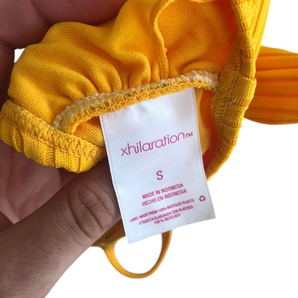 NWOT Xhilaration Golden Yellow 2 Piece Bikini Swimsuit Set w Rib Texture & Tie S - Picture 9 of 11